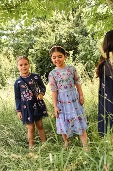 Платье 2 в 1 с цветочной вышивкой Monsoon, синий