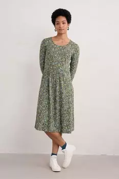 Платье 3/4 большого размера из 100% хлопка Seasalt Cornwall, зеленый