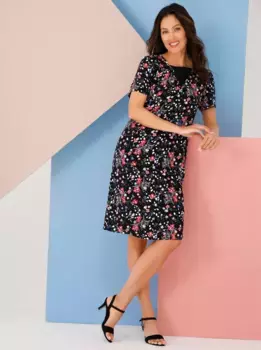 Платье А-силуэта Classic Basics "Платье", цвет Schwarz-Erdbeere-Bedruckt