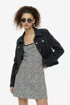Платье А-силуэта из джерси H&M, светло-бежевый/леопардовый принт