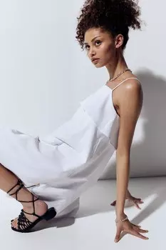Платье а-силуэта из поплина H&M, белый