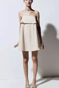 Платье а-силуэта из поплина H&M, бежевый