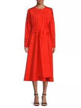 Платье а-силуэта Proenza Schouler с завязками, красно-желтый