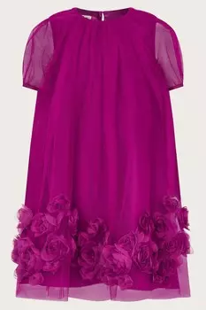 Платье А силуэта с 3D розой Monsoon, розовый