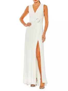 Платье А-силуэта с драпировкой Mac Duggal, белый