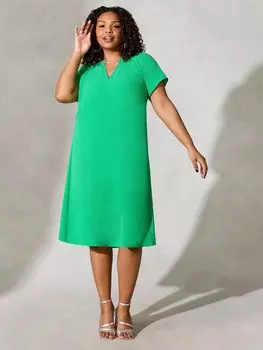 Платье А-силуэта с гофрированными сборками Live Unlimited Curve, зеленое