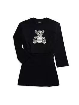 Платье А-силуэта с графическим рисунком для девочек Burberry, черный