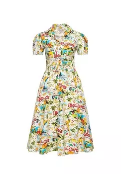 Платье А-силуэта с изображением озера Гарда Lago Di Garda QUEEN KEROSIN, бежевый