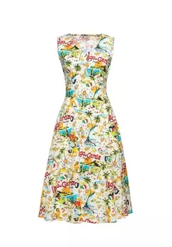 Платье А-силуэта с изображением озера Гарда Lago Di Garda QUEEN KEROSIN, бежевый