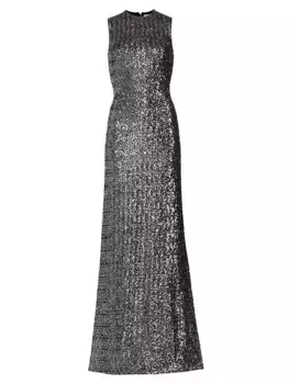 Платье А-силуэта с короткими рукавами и пайетками Michael Kors Collection, цвет gunmetal