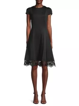 Платье А-силуэта с кружевной отделкой Donna Ricco, черный