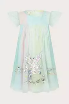 Платье А-силуэта с мотивом единорога Monsoon, синий