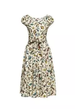 Платье А-силуэта с принтом по всей поверхности в гавайском стиле QUEEN KEROSIN, цвет Ecru