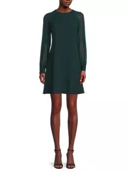 Платье а-силуэта с прозрачными рукавами Calvin Klein Malachite