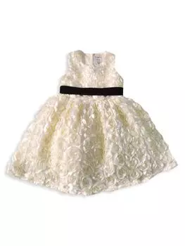 Платье А-силуэта с розеткой для маленьких девочек и девочек Joe-Ella, слоновая кость