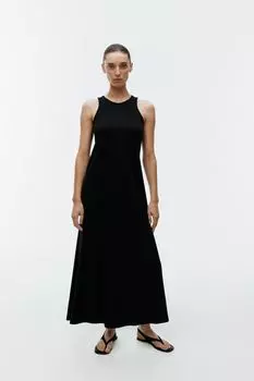 Платье а-силуэта со спиной-борцовкой Arket, черный
