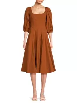 Платье А-силуэта Swells с квадратным вырезом Staud, цвет Tan