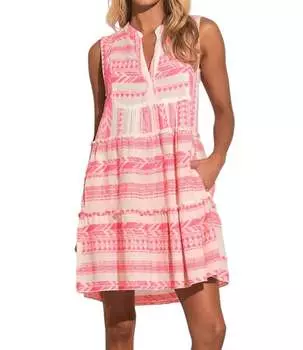 Платье А-силуэта в белом розовом цвете ELAN