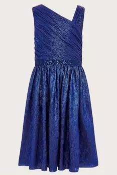 Платье Abigail с металлической драпировкой и пайетками Monsoon, синий