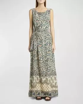 Платье Abito Kiko Tree Of Life Habuta Loro Piana, цвет T1G4 Deep Teallight