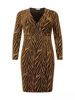 Платье ABOUT YOU Curvy, цвет Brown/Gold