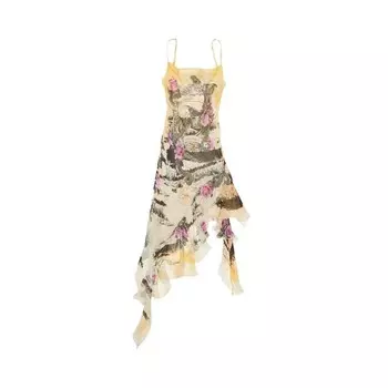 Платье Acne Studios Printed Strap Dress Multicolor/Yellow, желтый