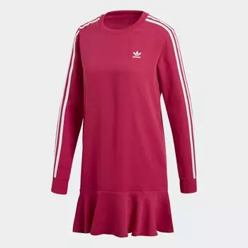 Платье Adidas Originals 3-stripes, красно-малиновый
