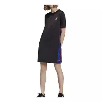 Платье Adidas originals Contrasting Colors Side Stripe Sports Short Sleeve Black, Черный