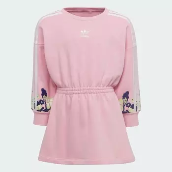 Платье Adidas Originals Flower Print Long Sleeve, розовый/мультиколор