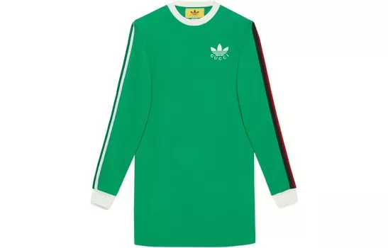 Платье Adidas X Gucci с длинными рукавами, зеленый