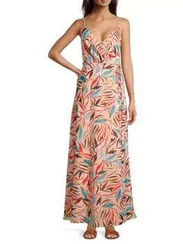 Платье Adria Fame And Partners макси с принтом, бежевый