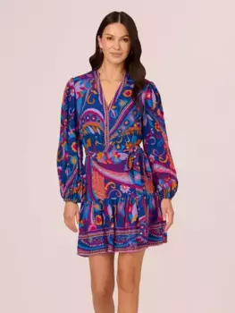 Платье Adrianna Papell Adrianna by Adrianna Papell Printed Mini, цвет blue/multi