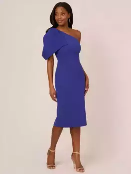 Платье Adrianna Papell Asymmetric Bow Midi, цвет disco indigo