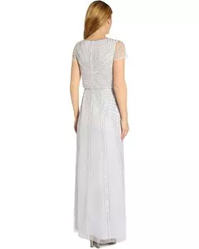 Платье Adrianna Papell Beaded Blousson Long Gown, цвет Serenity