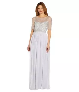 Платье Adrianna Papell, Beaded Mesh and Chiffon Long Mob Gown