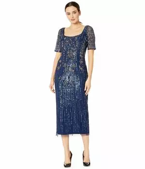 Платье Adrianna Papell, Beaded Mesh Boot Length Dress