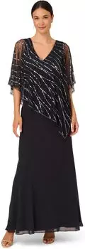 Платье Adrianna Papell Beaded Popover Midi Dress, цвет Midnight