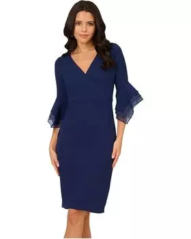 Платье Adrianna Papell Crepe Combo Midi Dress, цвет Navy Sateen