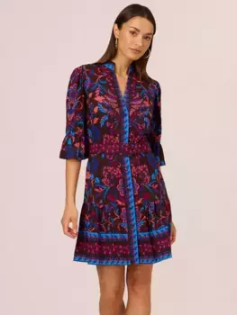 Платье Adrianna Papell Floral Flounce, цвет brown/multi