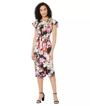 Платье Adrianna Papell, Floral Printed Draped Sheath Dress