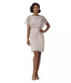 Платье Adrianna Papell, Flutter Sleeve Beaded Blouson Cocktail Dress