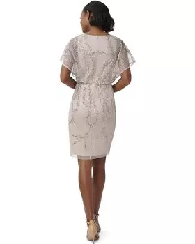 Платье Adrianna Papell Flutter Sleeve Beaded Blouson Cocktail Dress, цвет Marble