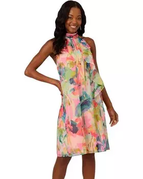 Платье Adrianna Papell Halter Sheath Short Dress, цвет Pink Multi