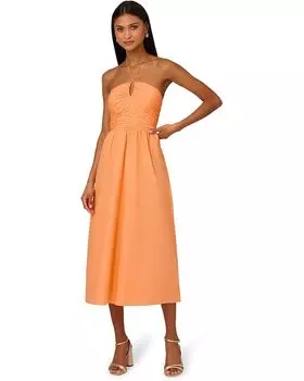 Платье Adrianna Papell Halter Shirred Midi Dress, цвет Apricot Sorbet
