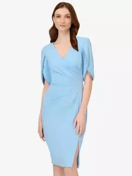 Платье Adrianna Papell из крепа с жемчужной отделкой, Elegant Sky