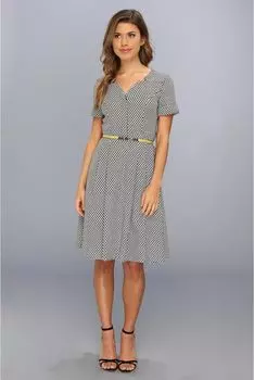 Платье Adrianna Papell Jacquard Belted Shirtdress, черный