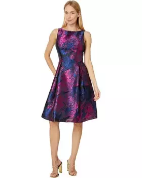 Платье Adrianna Papell Jacquard Envelope Short Dress, цвет Navy/Orchid