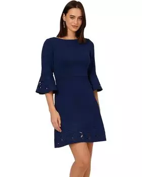 Платье Adrianna Papell Knit Crepe Combo Short Dress, цвет Navy Sateen