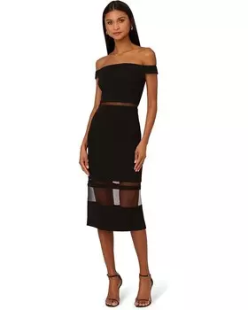 Платье Adrianna Papell Knit Crepe Midi Dress, черный
