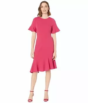 Платье Adrianna Papell, Knit Crepe Ruffle Midi Dress w/ Bell Sleeve